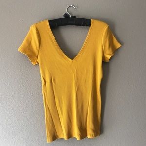 NWOT Golden Yellow Double-V Textured Tee